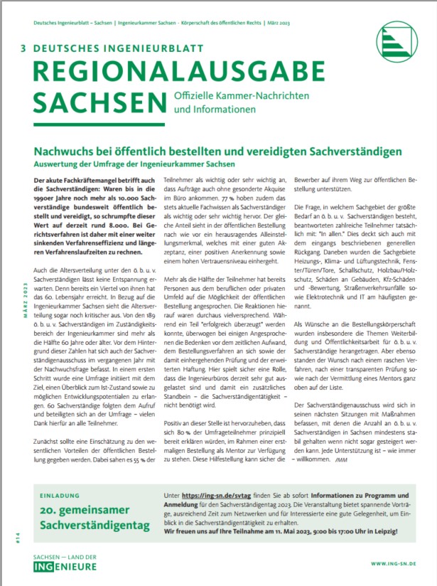 Deutsches Ingenieurblatt Regionalausgabe Sachsen Cover März 2023