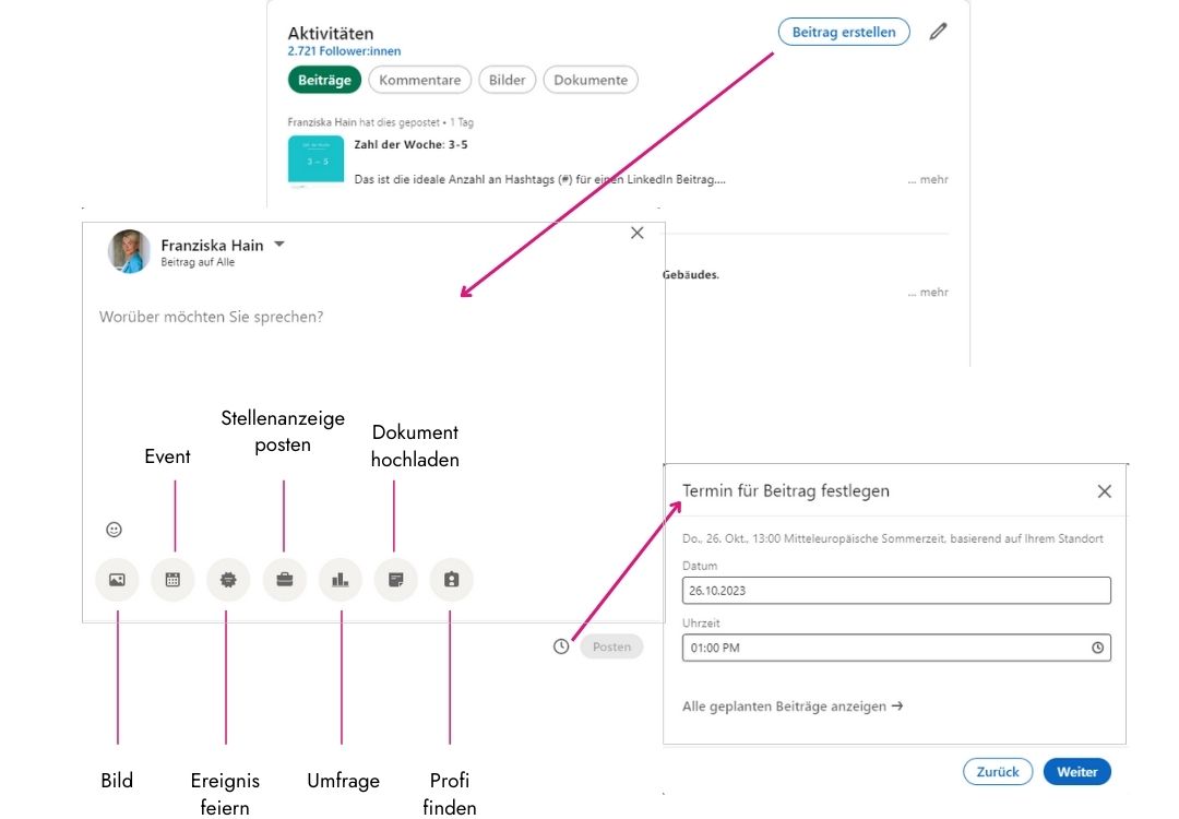 LinkedIn - wie man einen Beitrag erstellt